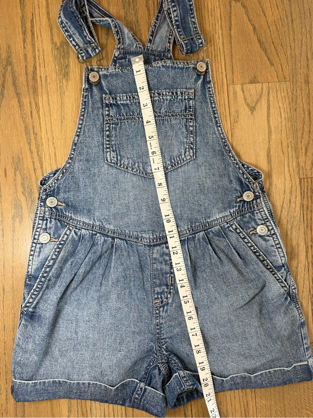 SO Girls' Blue Denim Shortall Pleated Overalls Size 10 - Picture 7 of 12